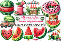 Summer Juicy Watermelon Clipart Bundle - CraftNest - Digital Crafting and Art