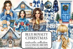 Blue Royalty Christmas Clipart Bundle - CraftNest - Digital Crafting and Art