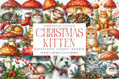 Christmas Kitten Graphics: Cat Clipart Bundle - CraftNest - Digital Crafting and Art