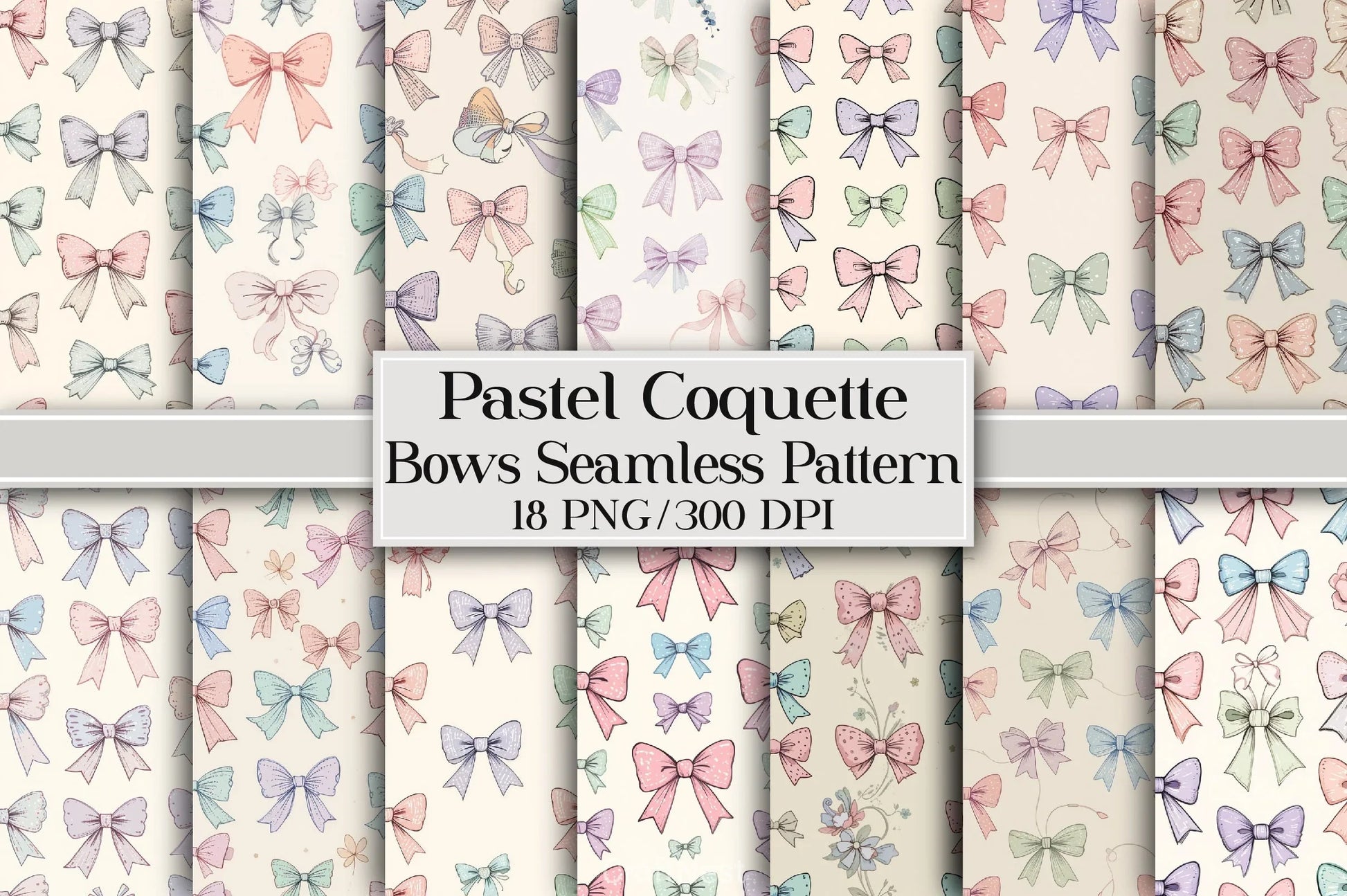 Pastel Coquette Bows Pattern Paper - CraftNest - Digital Crafting and Art