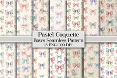 Pastel Coquette Bows Pattern Paper - CraftNest - Digital Crafting and Art
