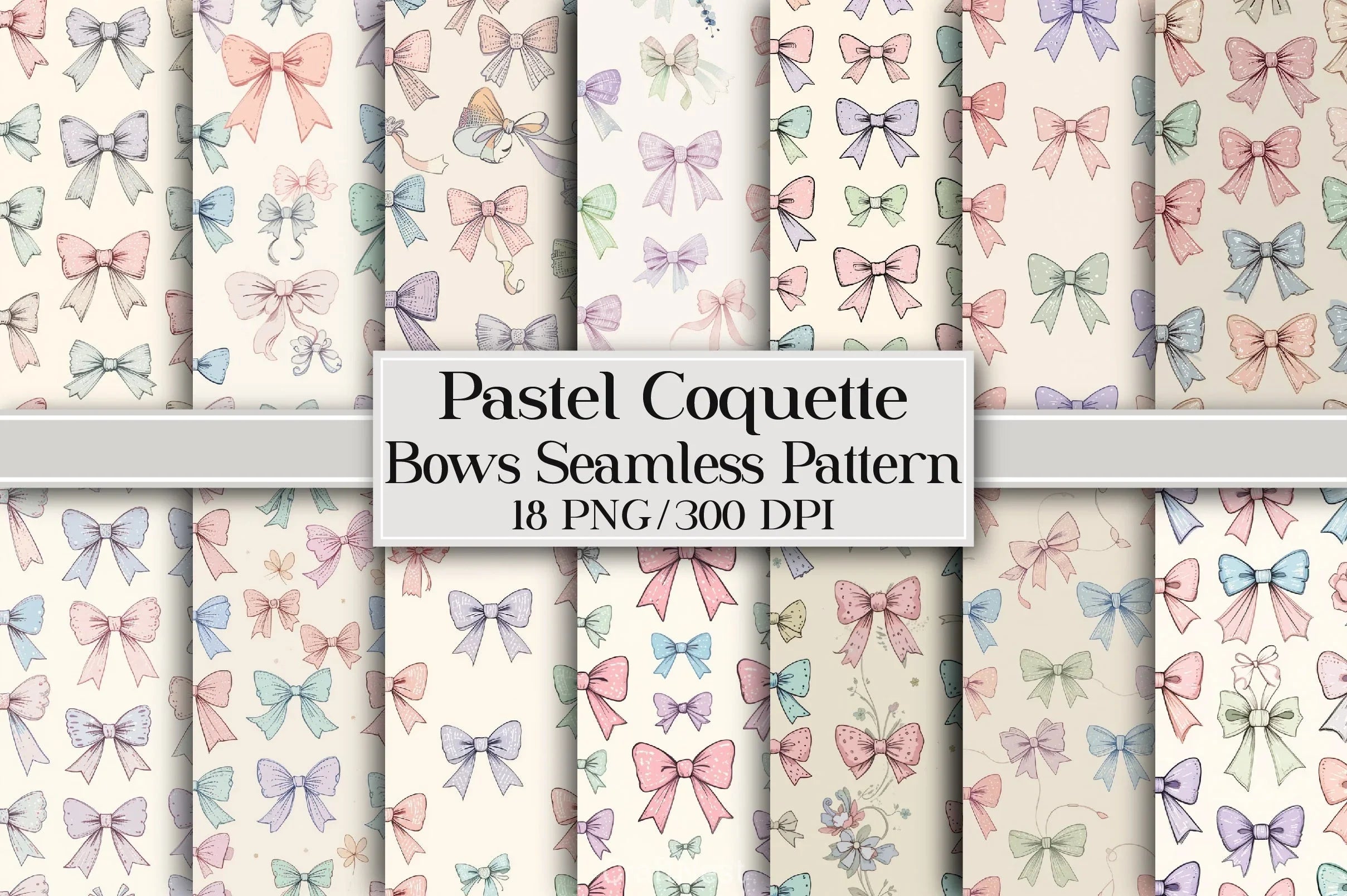 Pastel Coquette Bows Pattern Paper - CraftNest - Digital Crafting and Art
