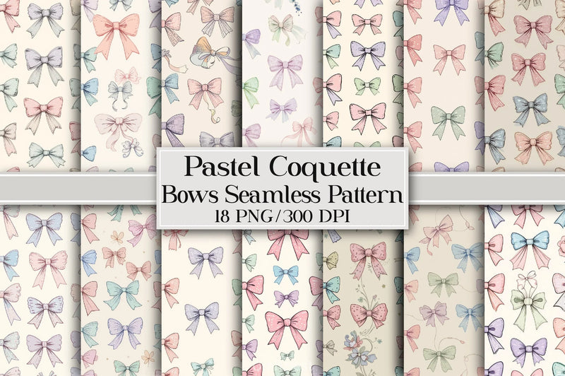 Pastel Coquette Bows Pattern Paper - CraftNest - Digital Crafting and Art