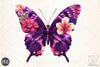 Purple Flower Butterfly Clipart Bundle