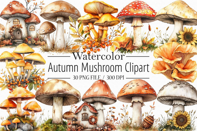 Autumn Mushroom Clipart Bundle - CraftNest - Digital Crafting and Art