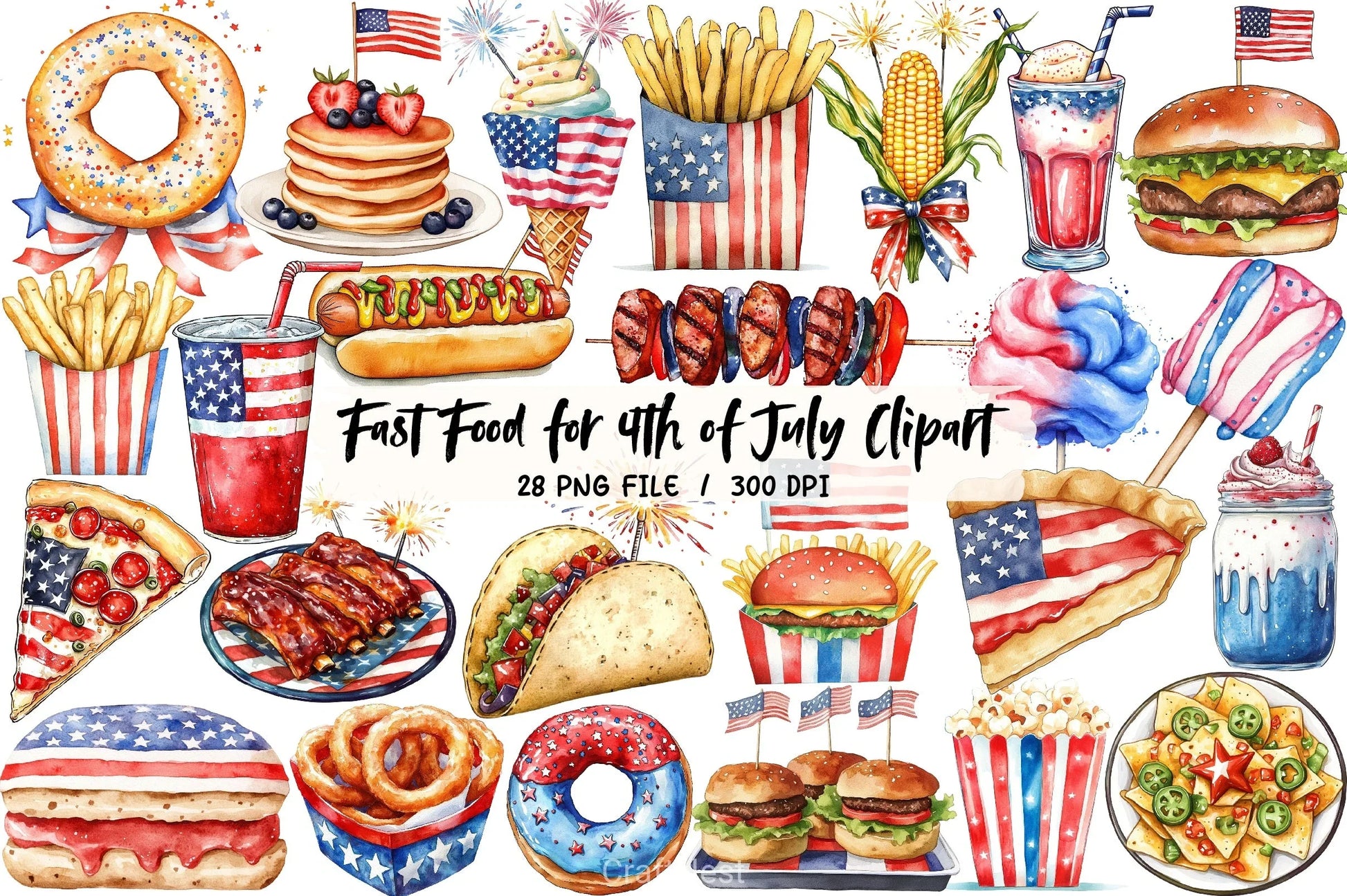 Fast Food 4th of July Clipart Bundle 1 - CraftNest - Digital Crafting and Art