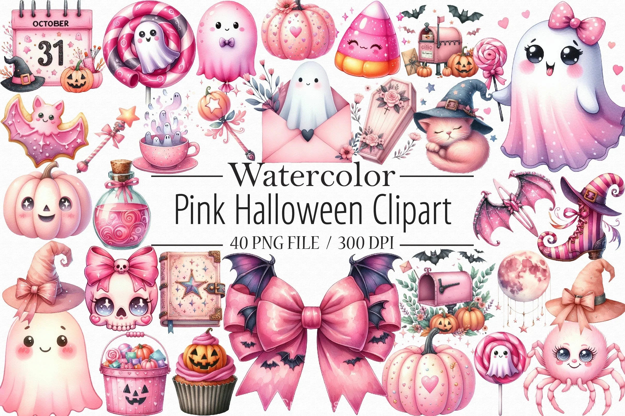 Pink Halloween Clipart Bundle 2 - CraftNest - Digital Crafting and Art