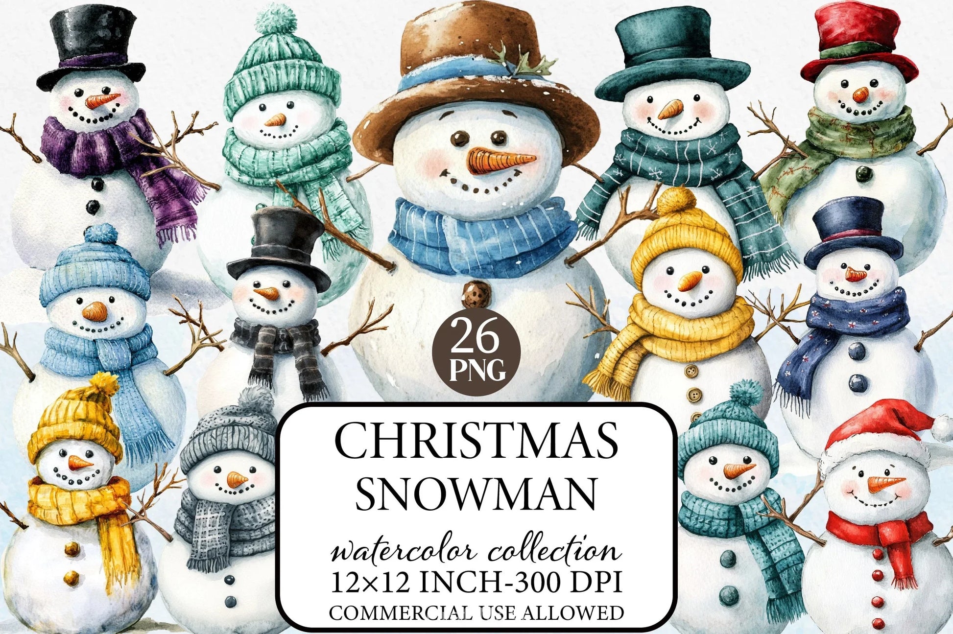 Christmas Snowman Clipart Bundle 14 - CraftNest - Digital Crafting and Art