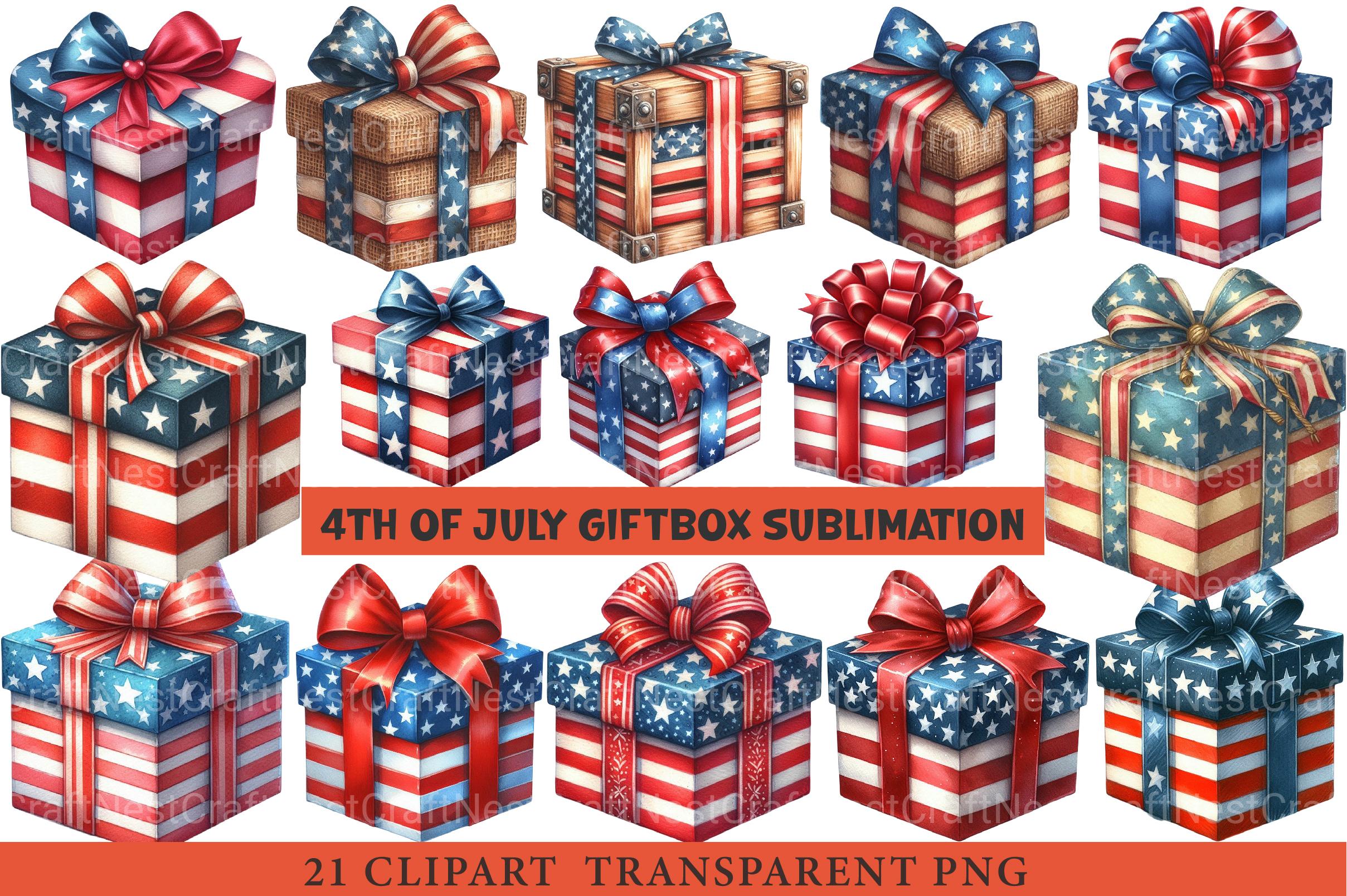 4th of July Giftbox Sublimation Clipart