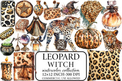 Leopard Witch Clipart Bundle - CraftNest - Digital Crafting and Art