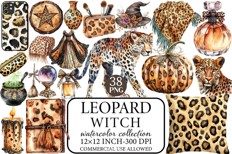 Leopard Witch Clipart Bundle - CraftNest - Digital Crafting and Art
