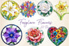 Stained Glass Spring Flowers Clipart Bundle
