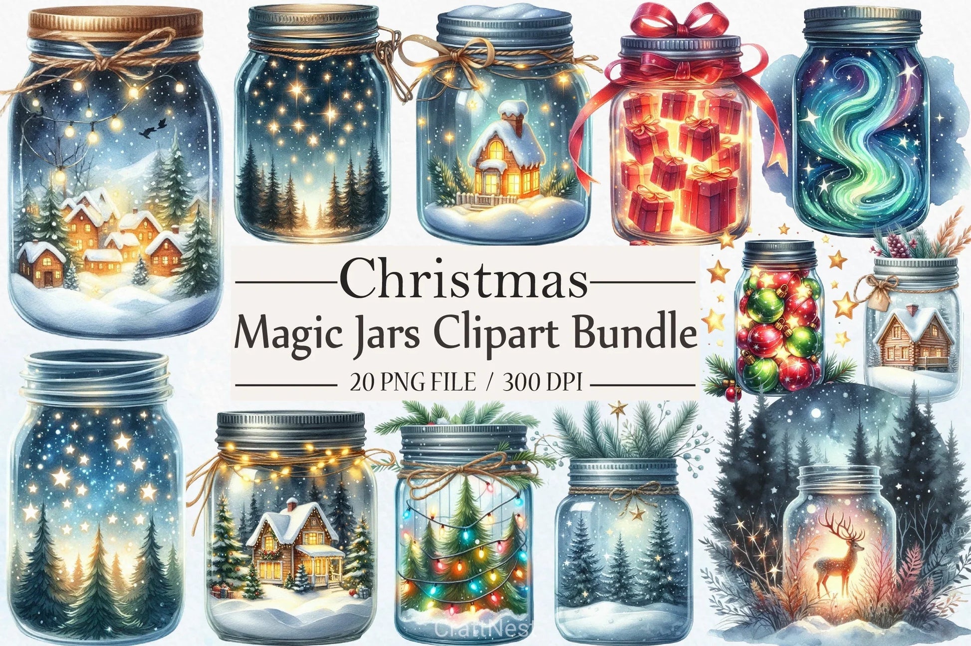 Christmas Magic Jars Clipart Bundle - CraftNest - Digital Crafting and Art