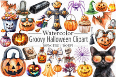 Groovy Halloween Clipart Bundle - CraftNest - Digital Crafting and Art