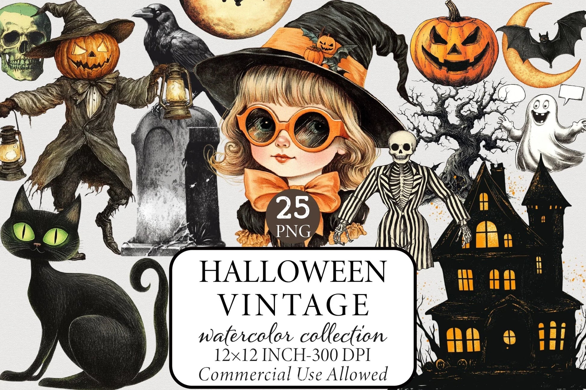 Vintage Halloween Clipart Bundle 13 - CraftNest - Digital Crafting and Art