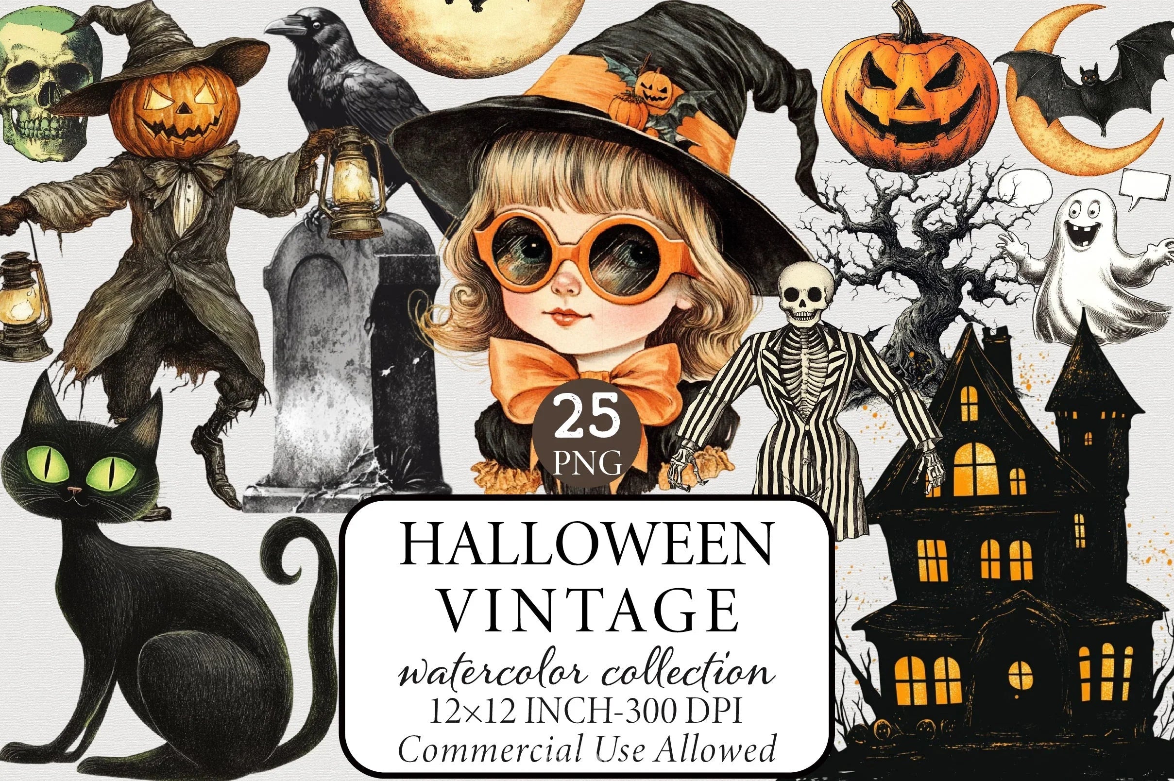 Vintage Halloween Clipart Bundle 13 - CraftNest - Digital Crafting and Art