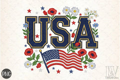 Floral Embroidery USA Retro Clipart Bundle - CraftNest - Digital Crafting and Art