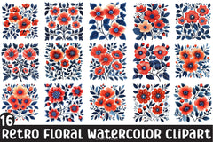 Retro Floral Clipart Bundle - CraftNest - Digital Crafting and Art