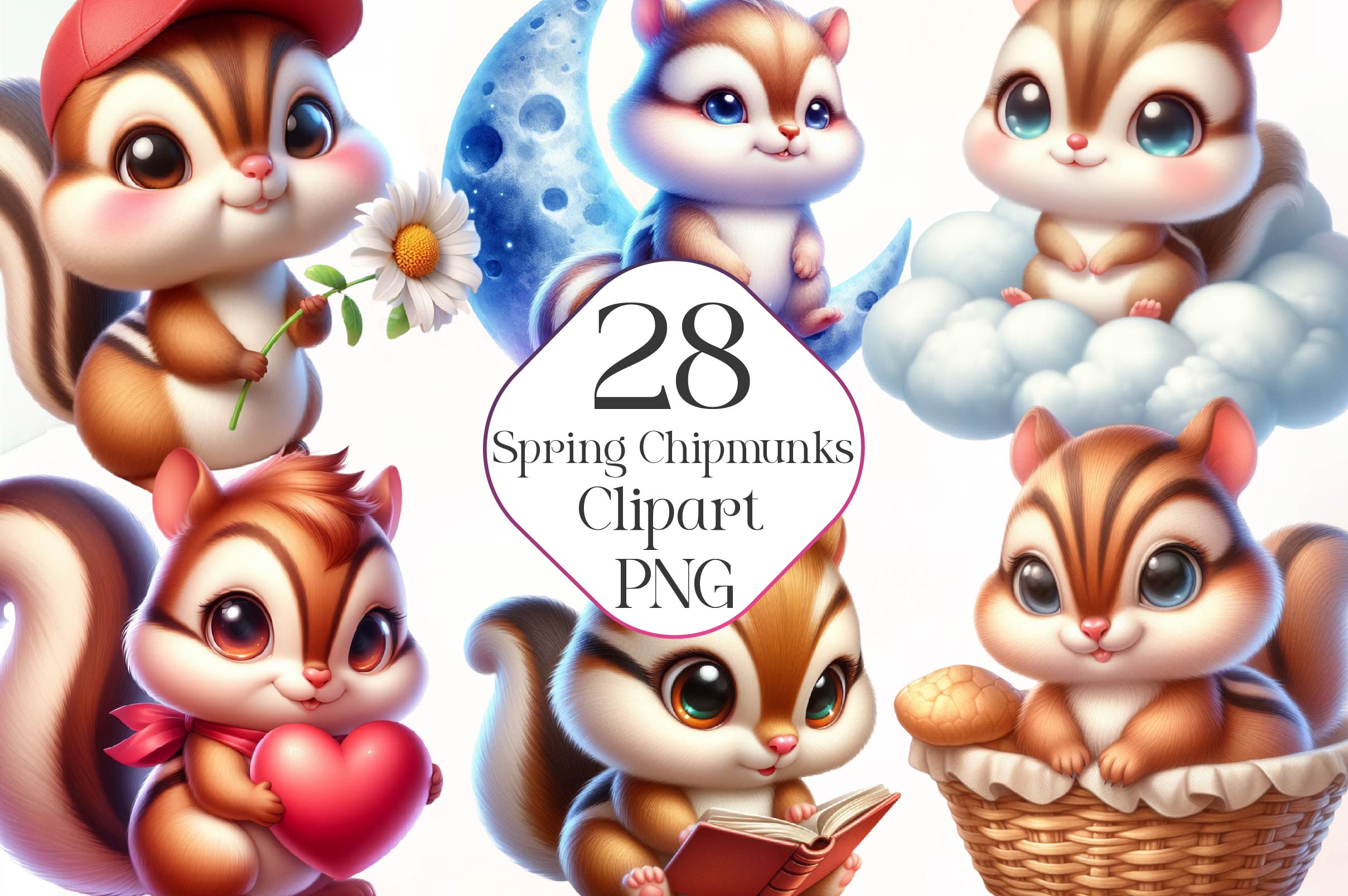Spring Chipmunks Clipart Bundle