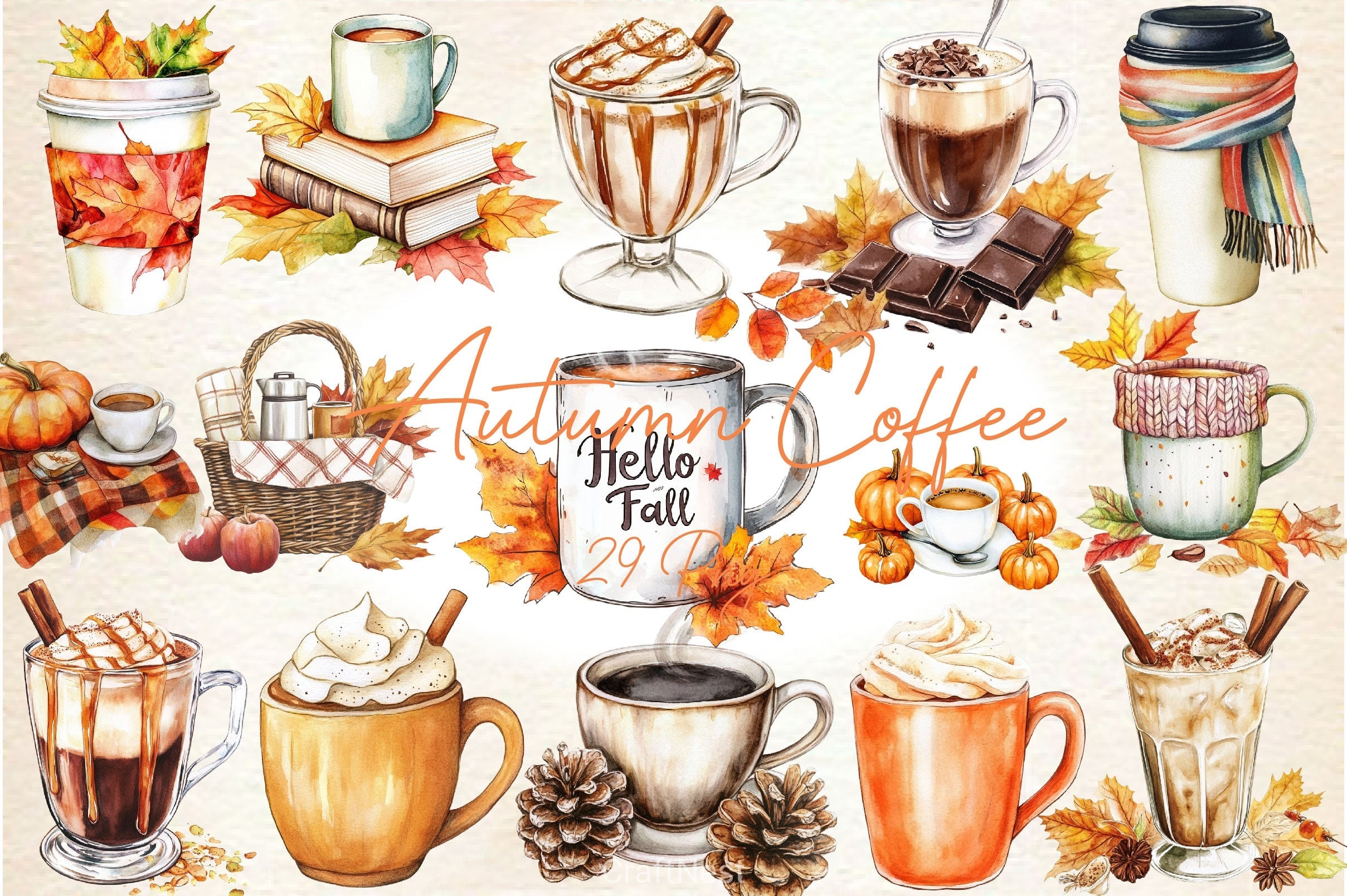 Cozy Autumn Coffee Clipart Bundle 2