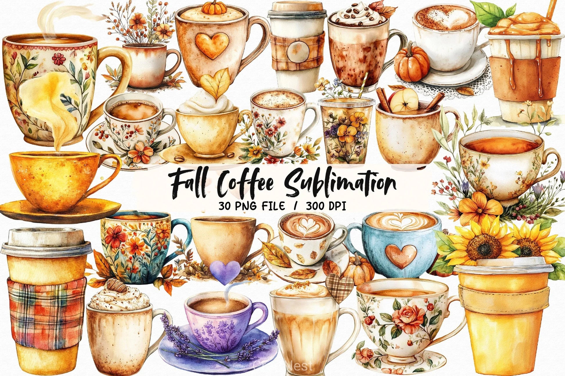 Fall Coffee Clipart Bundle 4 - CraftNest - Digital Crafting and Art