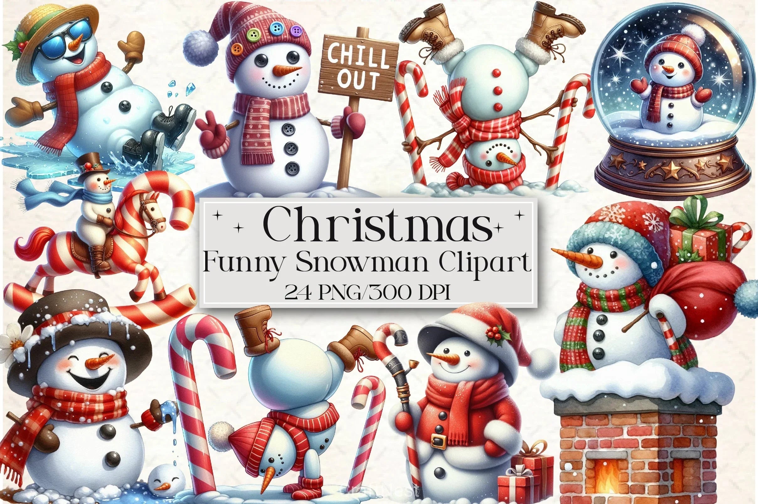 Funny Christmas Snowman Clipart Bundle 10 - CraftNest - Digital Crafting and Art