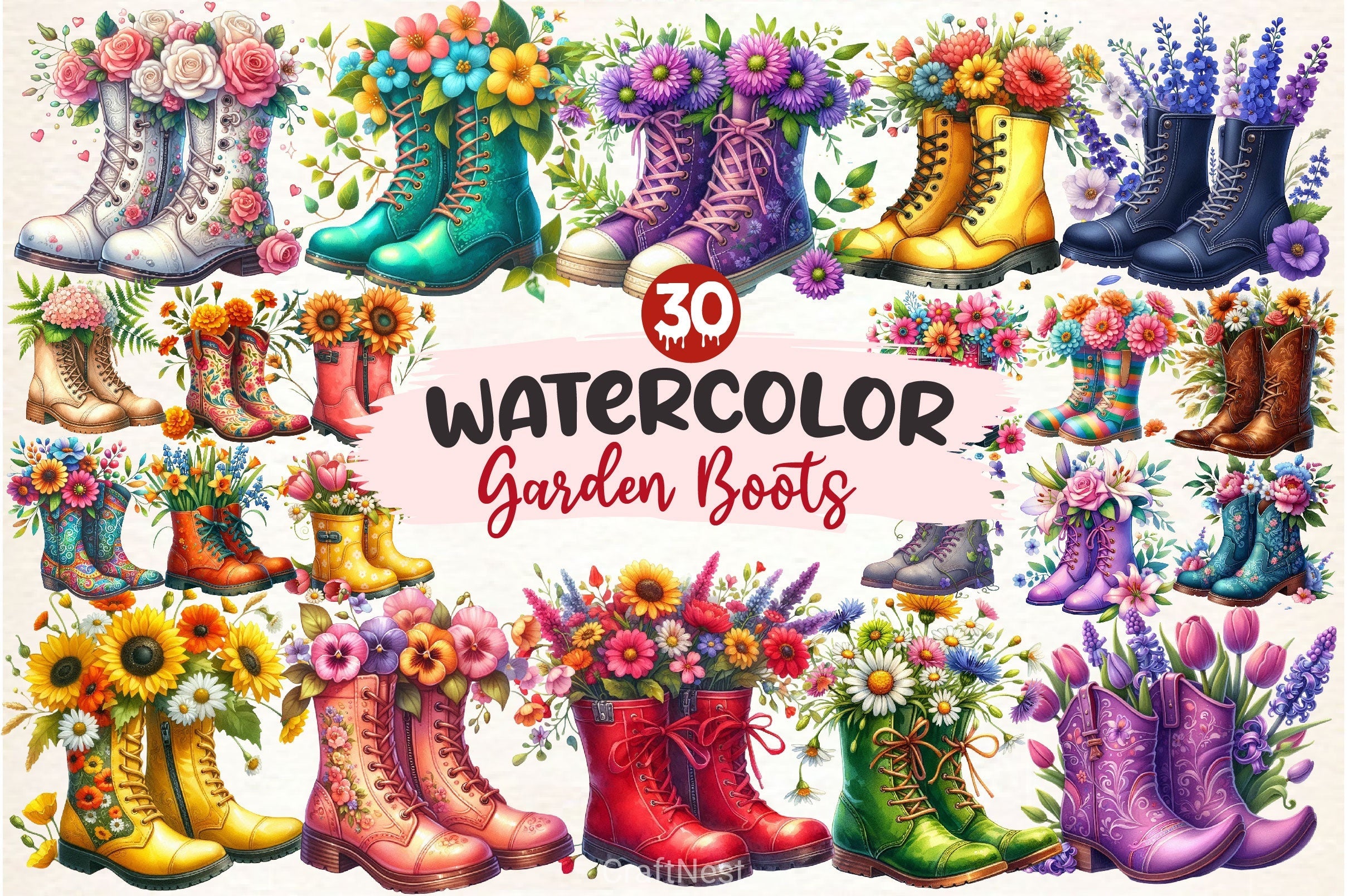 Garden Boots Clipart Bundle 3