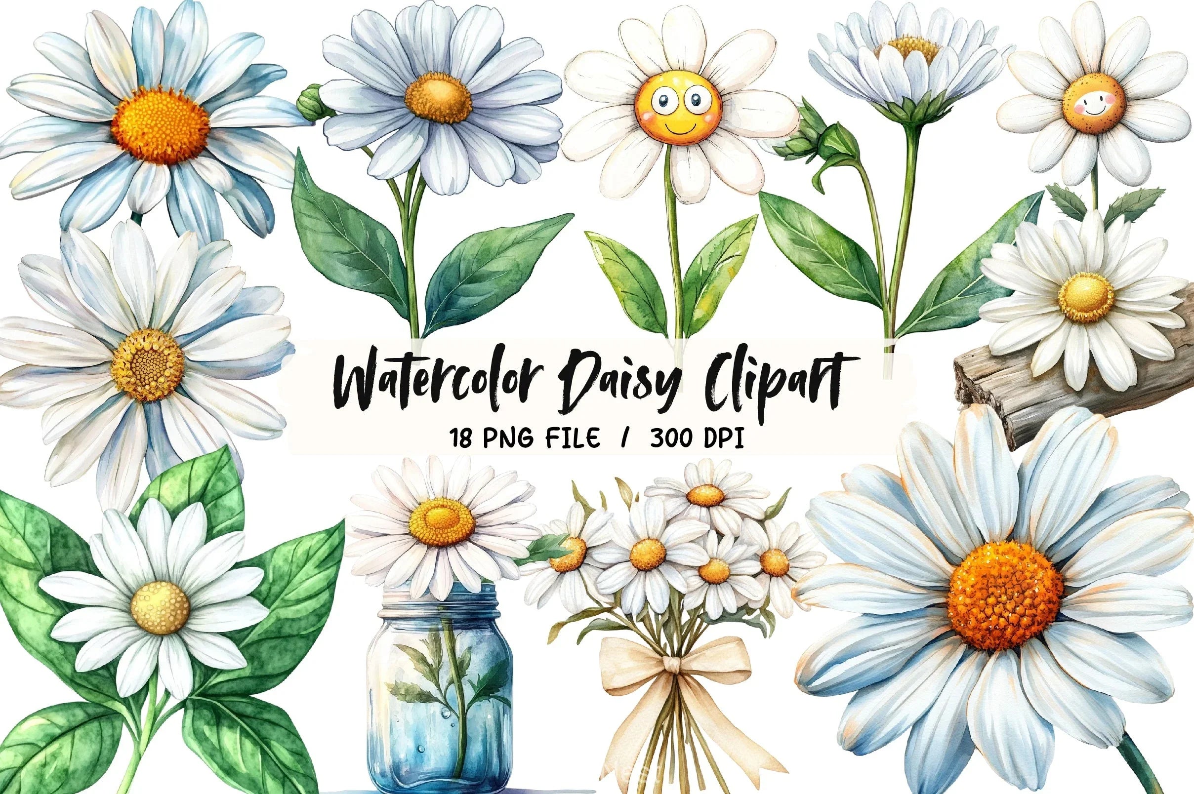 Daisy Clipart Bundle 1 - CraftNest - Digital Crafting and Art