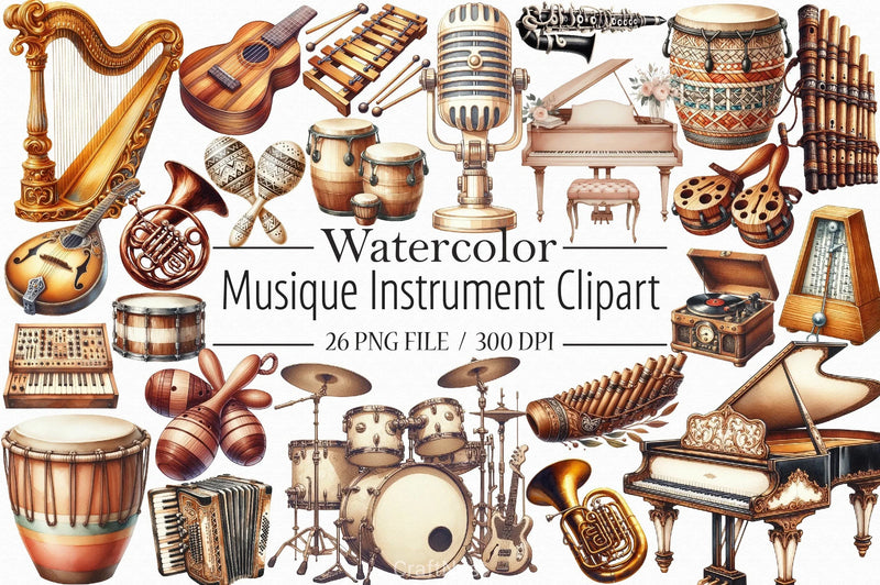 Musique Instrument Clipart Bundle - CraftNest - Digital Crafting and Art