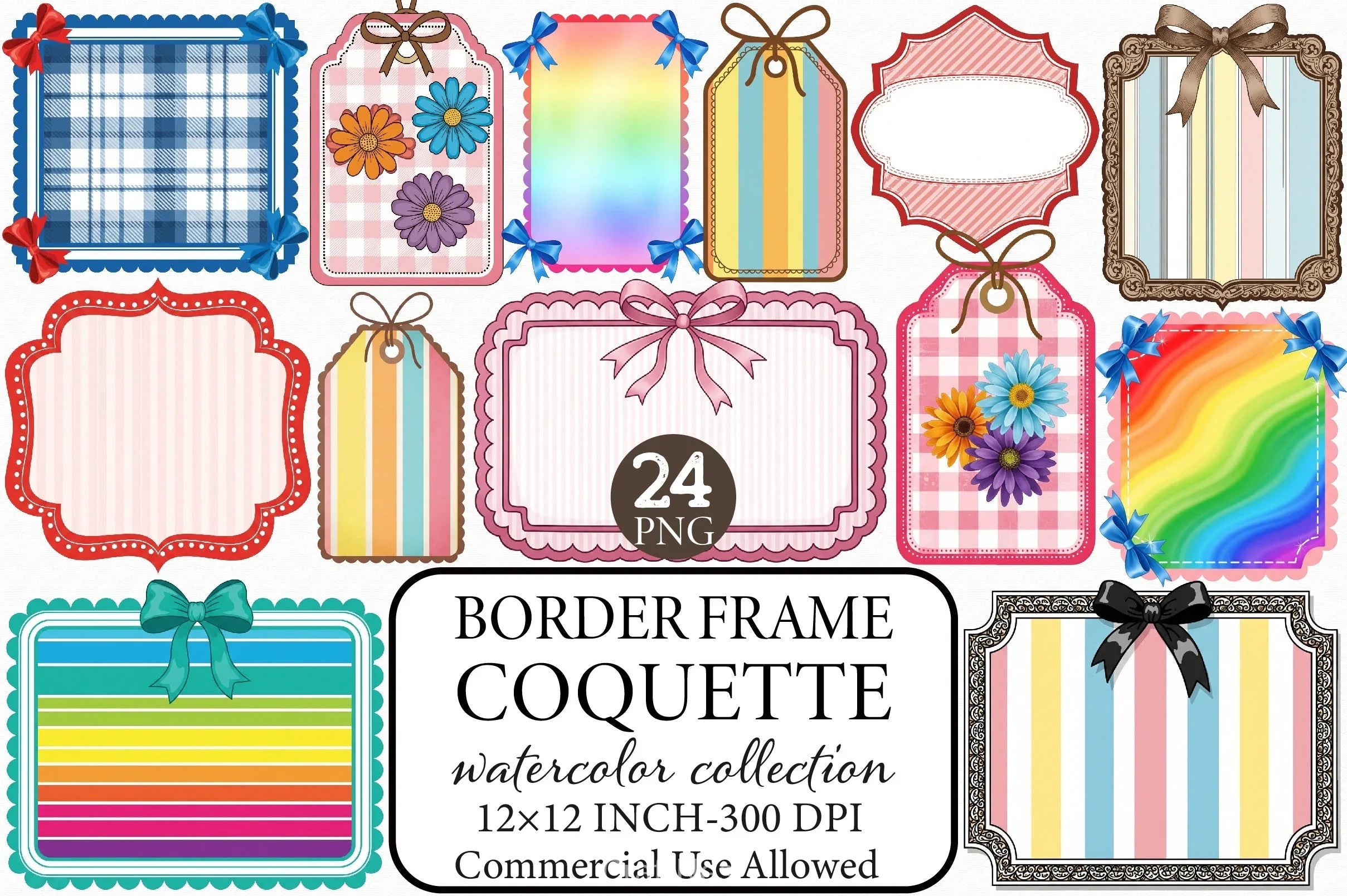Border Frame Coquette Clipart Bundle - CraftNest - Digital Crafting and Art