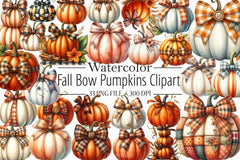 Fall Bow Pumpkins Clipart Bundle - CraftNest - Digital Crafting and Art