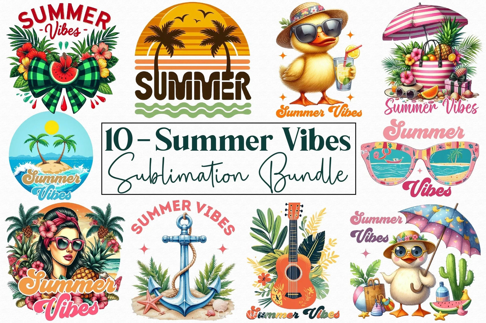 Summer Vibes Clipart Bundle 4 - CraftNest - Digital Crafting and Art