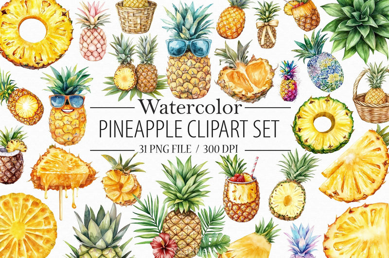 Pineapple Clipart Set - CraftNest - Digital Crafting and Art
