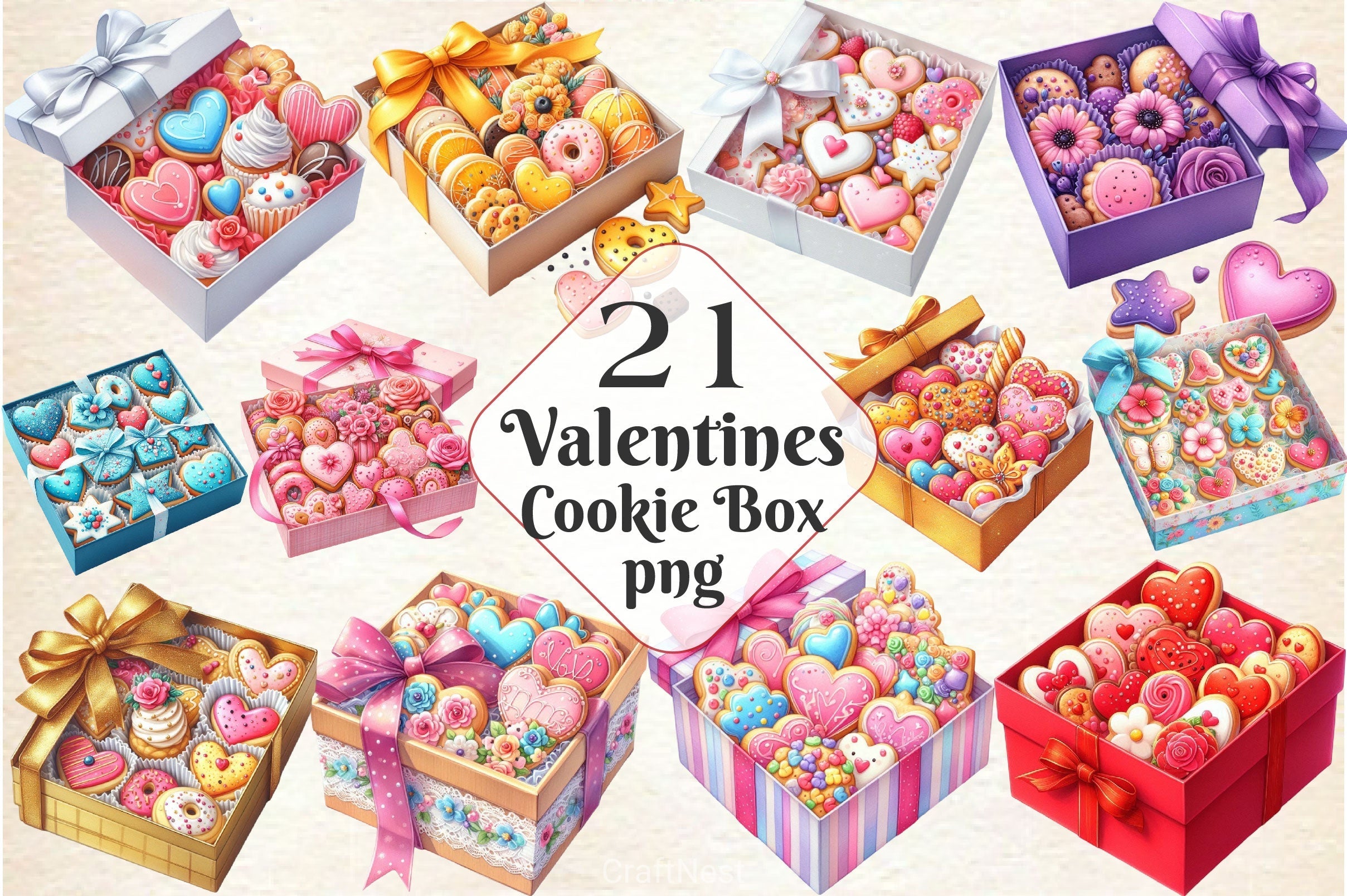 Cookie Gift Boxes Clipart Bundle
