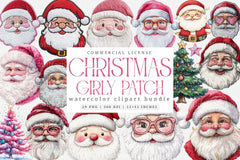 Pink Girly Christmas Embroidered Patch Clipart Bundle - CraftNest - Digital Crafting and Art