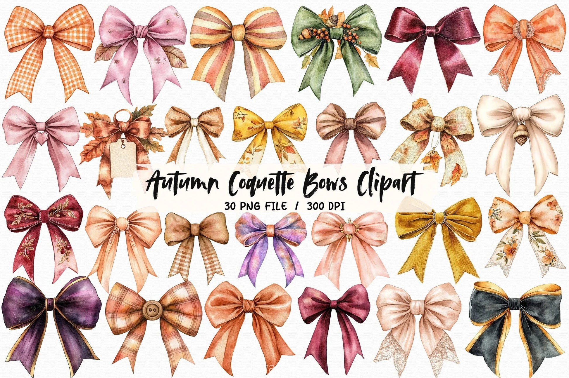 Autumn Coquette Bows Clipart Bundle - CraftNest - Digital Crafting and Art