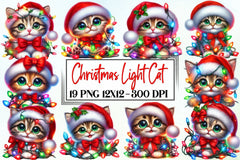 Christmas Cat Light Clipart Bundle - CraftNest - Digital Crafting and Art