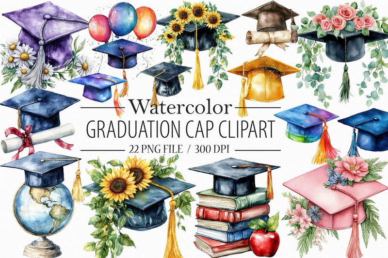 Graduation Cap Clipart Bundle - CraftNest - Digital Crafting and Art