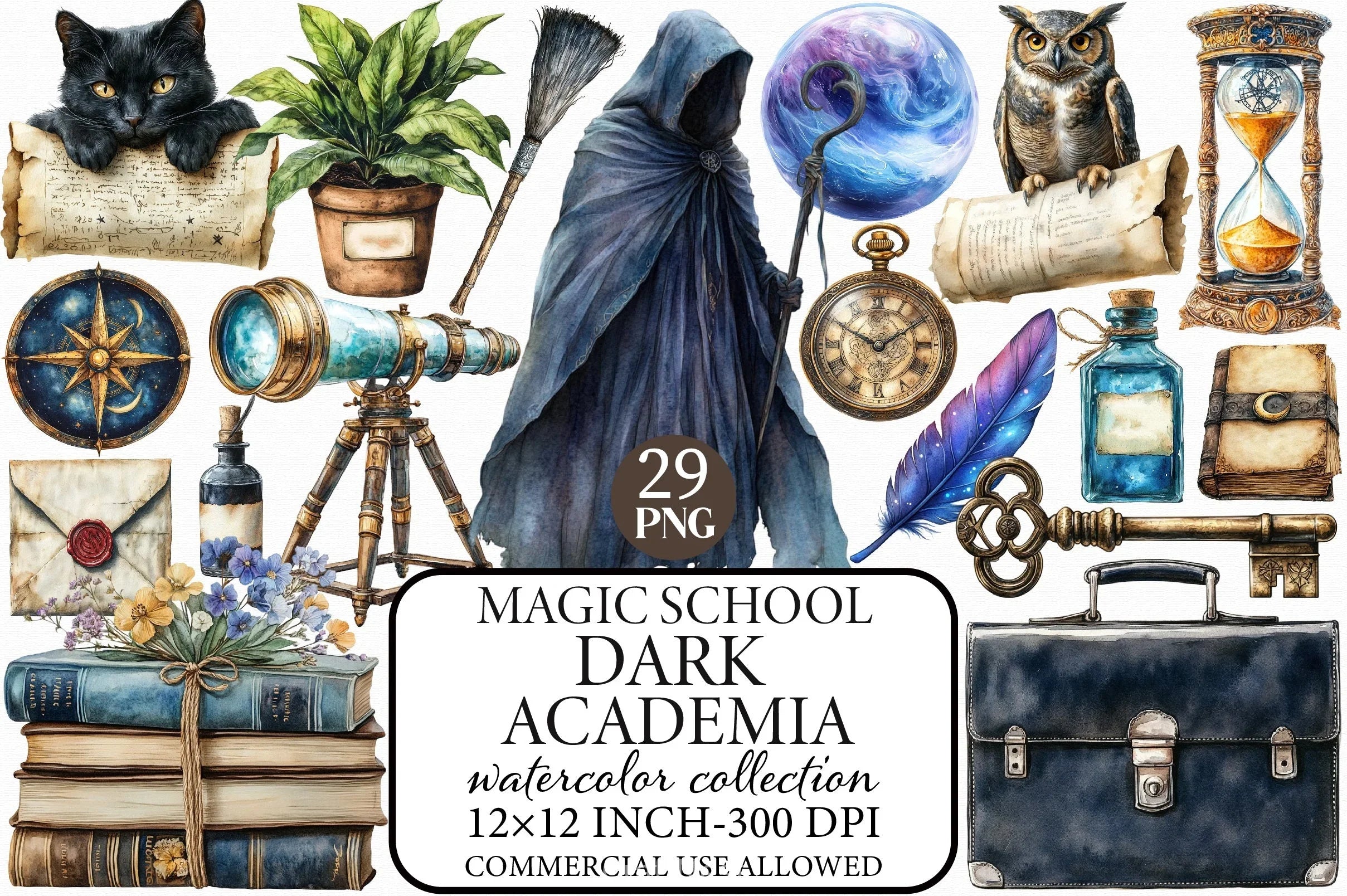 Magic School Dark Academia Clipart Bundle - CraftNest - Digital Crafting and Art
