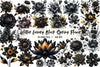 Glitter Black Spring Flower Clipart Bundle