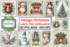 Vintage Christmas Labels Clipart Bundle - CraftNest - Digital Crafting and Art