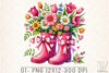 Pink Boots Spring Flowers Clipart Bundle