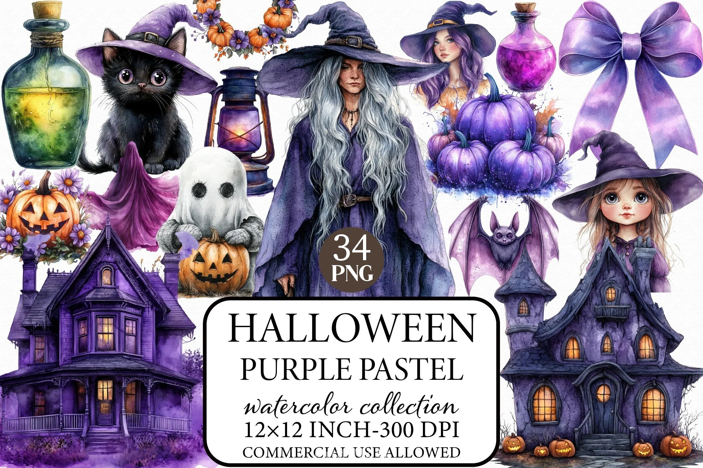 Purple Pastel Halloween Clipart Bundle - CraftNest - Digital Crafting and Art