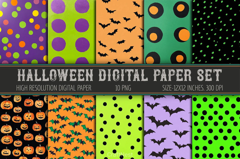 Halloween Digital Paper Set - CraftNest - Digital Crafting and Art