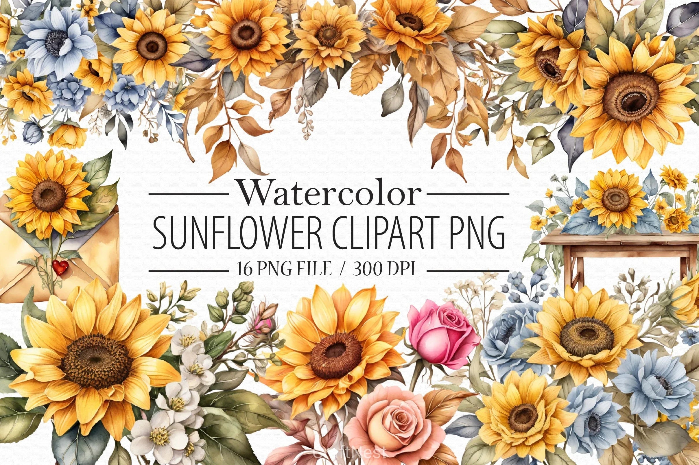 Sunflower Clipart Bundle 2 - CraftNest - Digital Crafting and Art