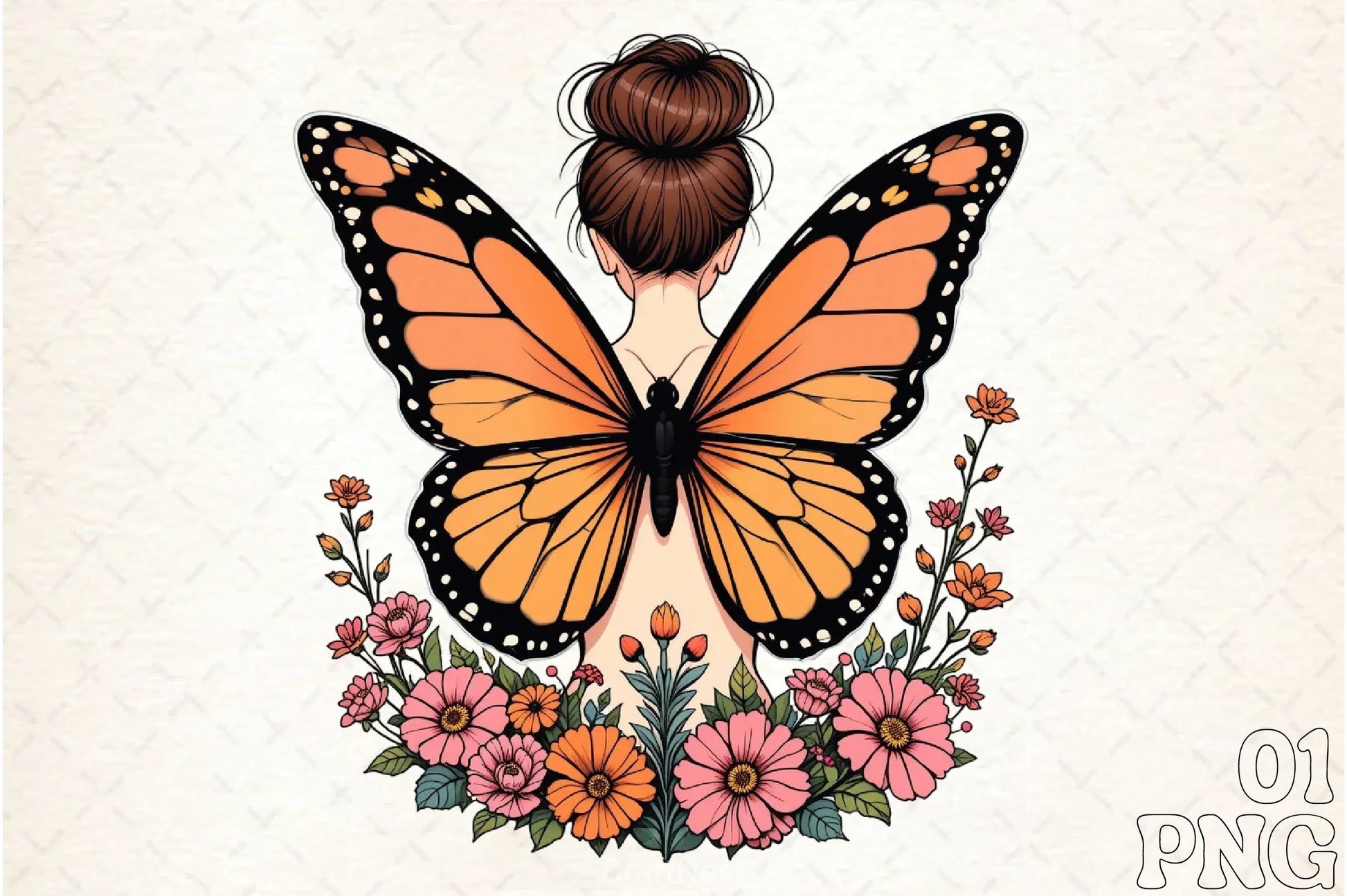 Butterfly Woman Flowers Clipart Bundle - CraftNest - Digital Crafting and Art