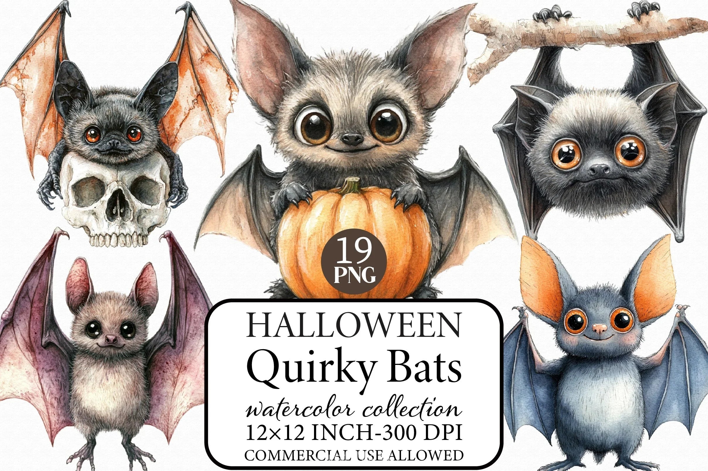 Quirky Halloween Bats Clipart Bundle - CraftNest - Digital Crafting and Art