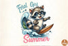 Feral Girl Summer Raccoon Surfboard Clipart Bundle