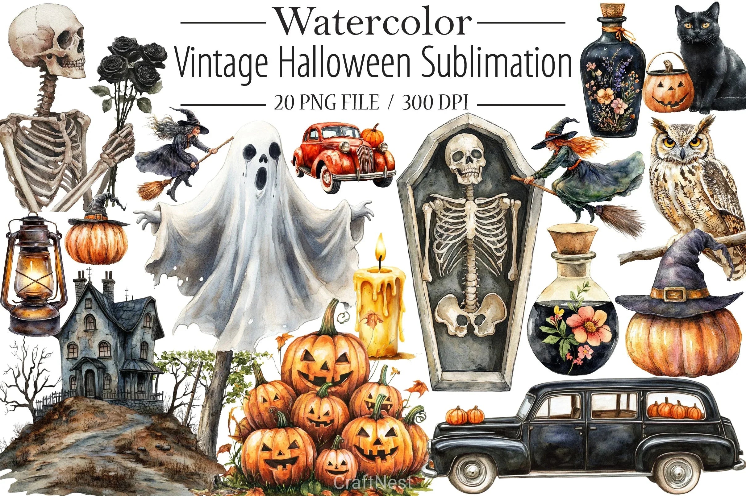 Vintage Halloween Clipart Bundle 12 - CraftNest - Digital Crafting and Art