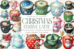 Festive Latte Christmas Coffee Clipart Bundle - CraftNest - Digital Crafting and Art